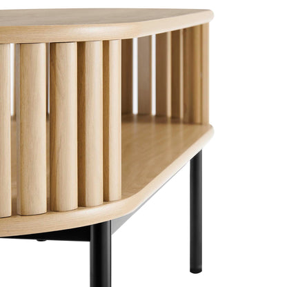 Fortitude Wood Coffee Table by Modway with curved light wood slats and black legs on Tampa Home & Garden Store