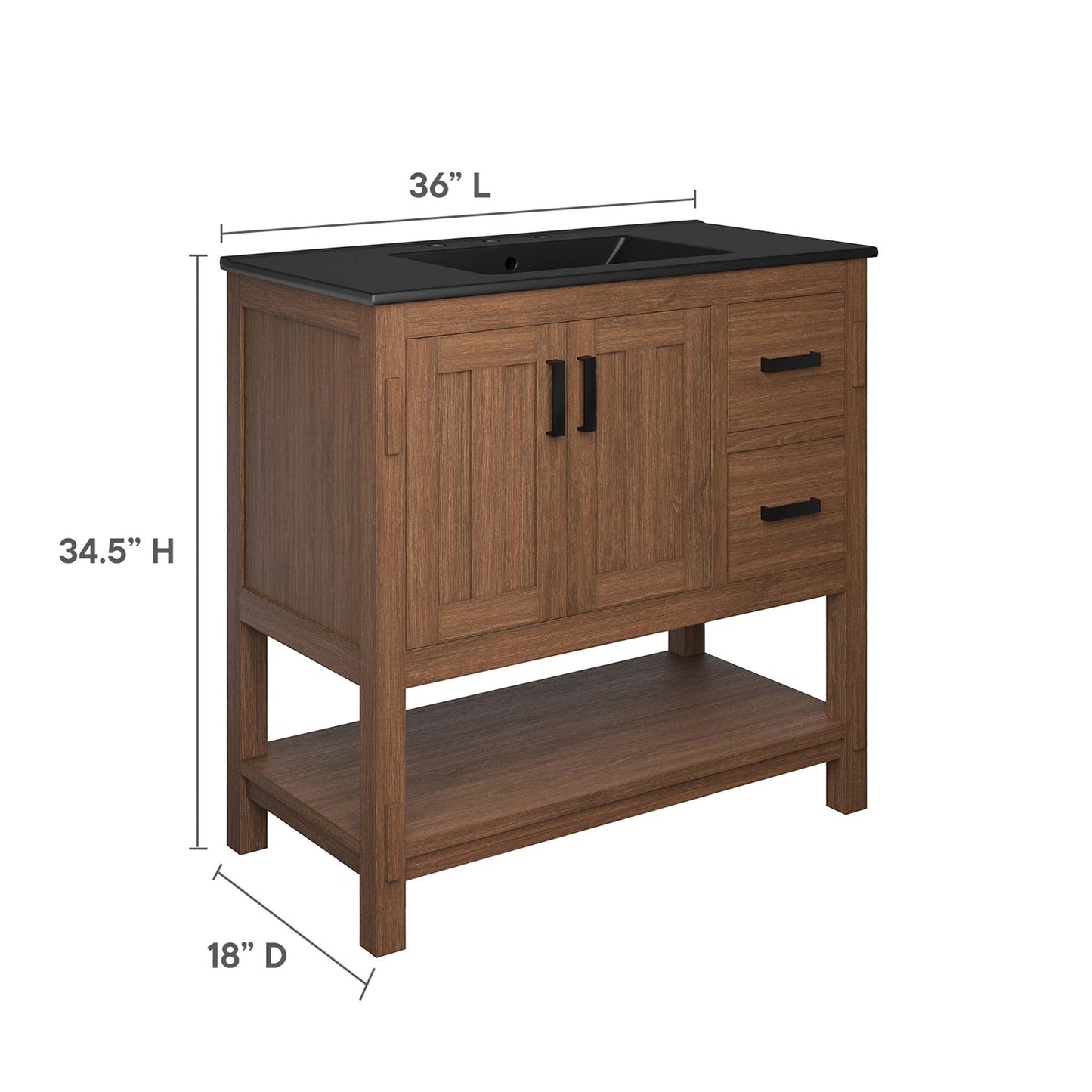 Ashlyn 36 Inch Modern Wood and Storage Vanity