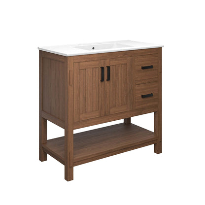 Ashlyn 36 Inch Modern Wood and Storage Vanity