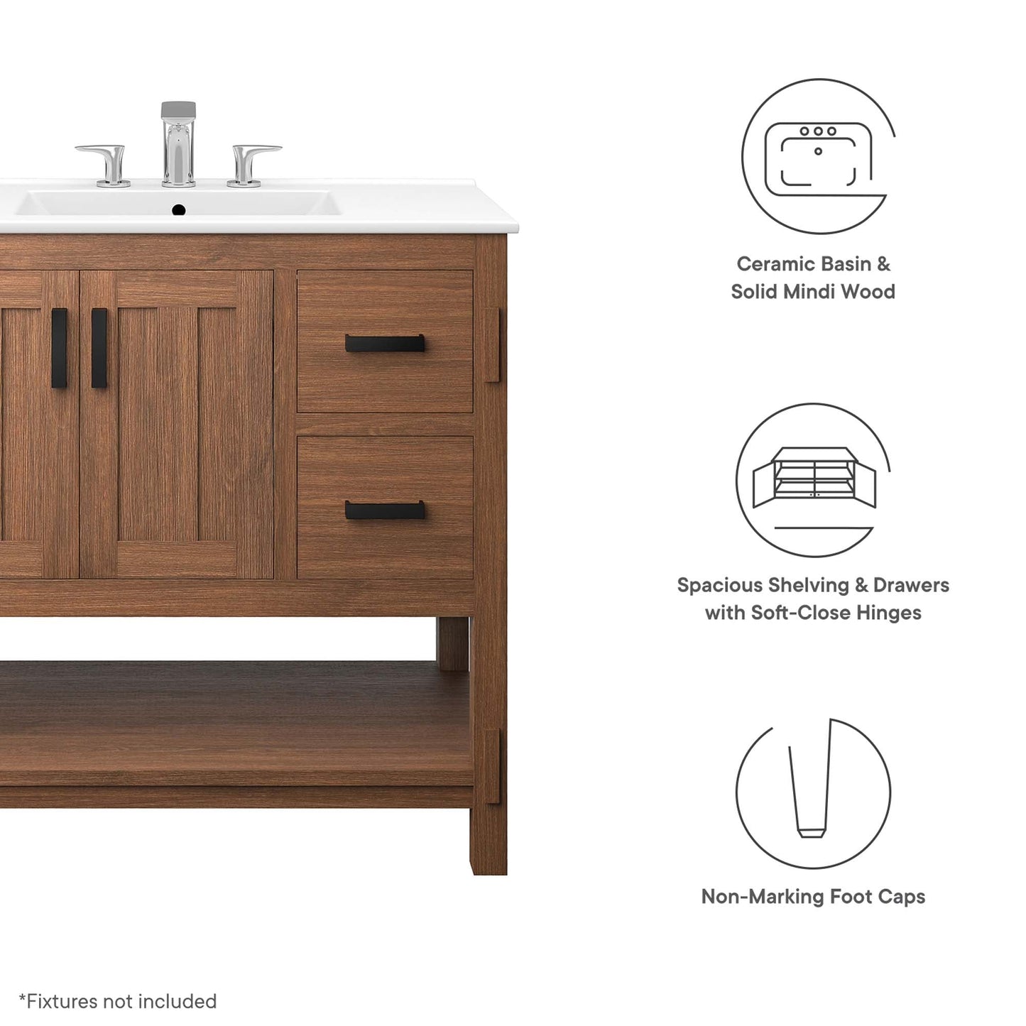 Ashlyn 36 Inch Modern Wood and Storage Vanity