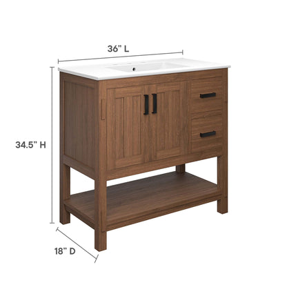Ashlyn 36 Inch Modern Wood and Storage Vanity