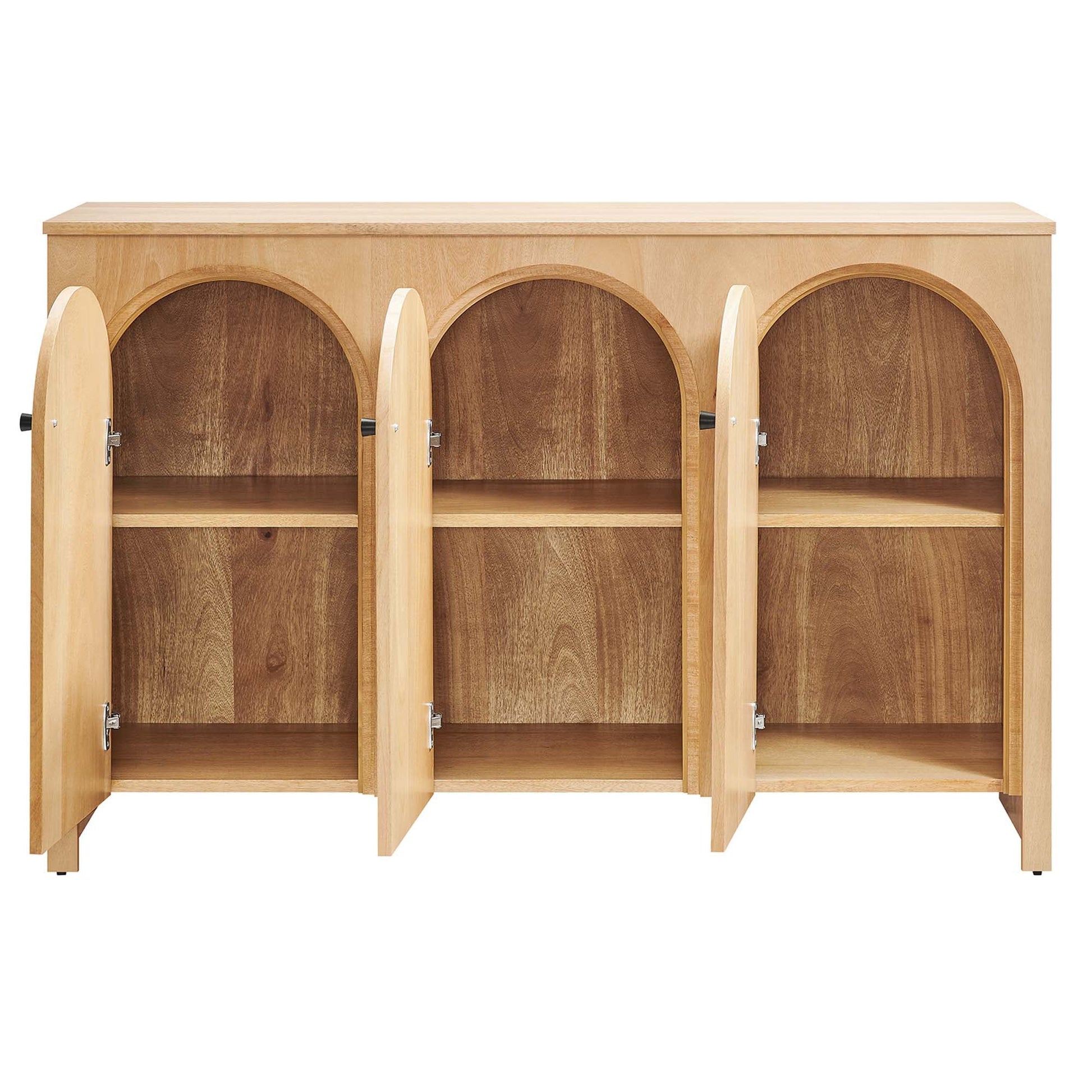 Appia 3-Door Arched Sideboard in light wood with three arched doors interior on Tampa Home & Garden Store