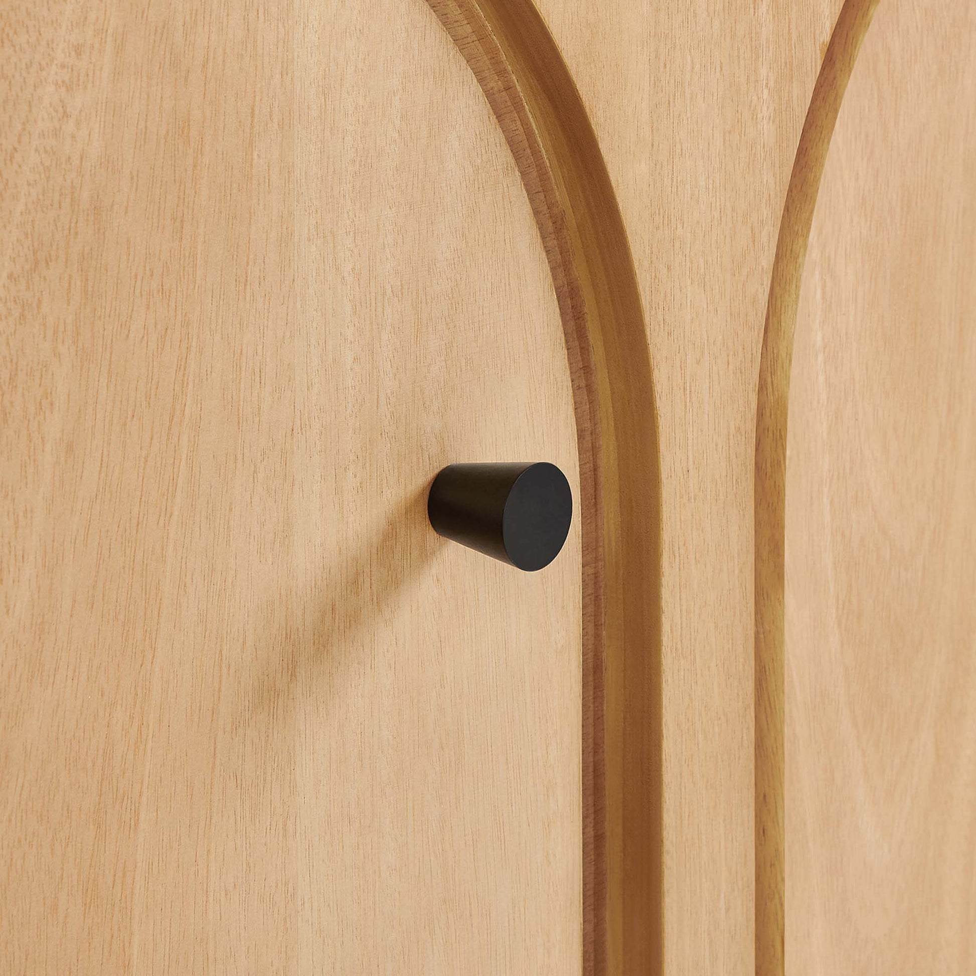 Appia 3-Door Arched Sideboard in natural wood finish with black round knob by Modway on Tampa Home & Garden Store
