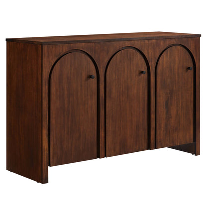 Appia 3-Door arched sideboard storage cabinet in dark wood with circular arched doors on Tampa Home & Garden Store