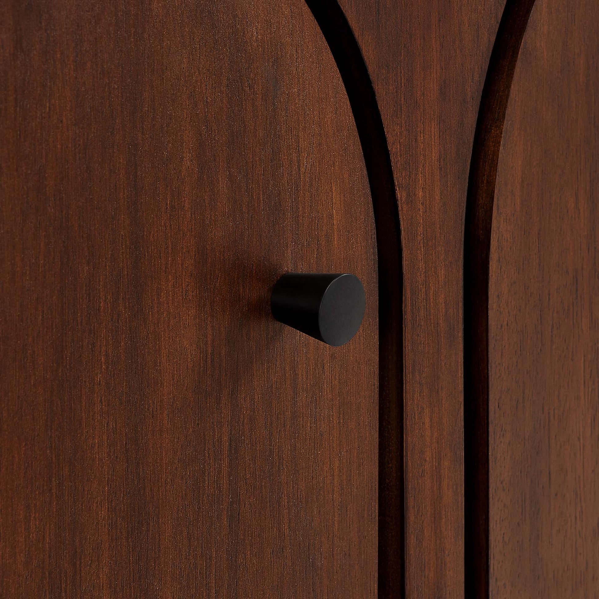 Appia 3-Door Arched Sideboard cabinet walnut with black metal arches on Tampa Home & Garden Store