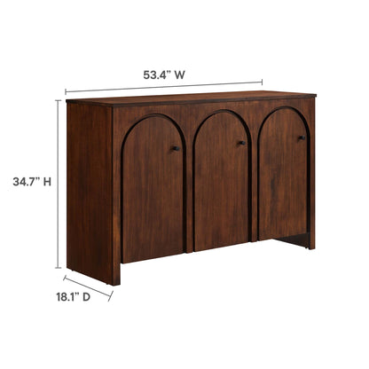 Appia 3-Door Arched Door Sideboard Storage Cabinet in dark walnut finish with three arches on Tampa Home & Garden Store