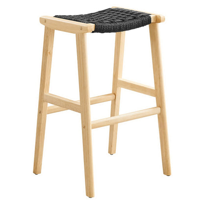 Saoirse Woven Rope Wood Bar Stool Set of 2 by Modway with black rope seat on Tampa Home & Garden Store
