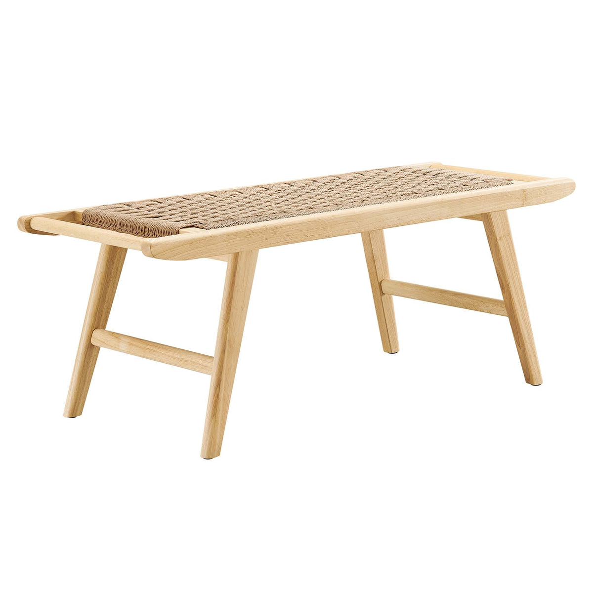 Saoirse 47-inch Wove Rope Wood Bench by Modway, natural wood frame with woven rope seating on Tampa Home & Garden Store