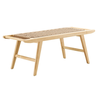 Saoirse 47-inch Wove Rope Wood Bench by Modway, natural wood frame with woven rope seating on Tampa Home & Garden Store
