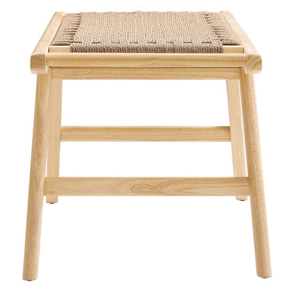 Saoirse 47in Wove Rope Wood Bench natural wood frame woven rope seat Modway on Tampa Home & Garden Store