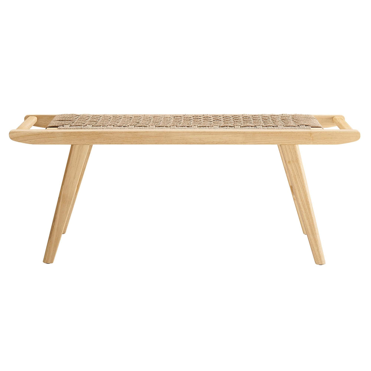 Saoirse 47in Wove Rope Wood Bench with natural wood frame and braided rope seat on Tampa Home & Garden Store