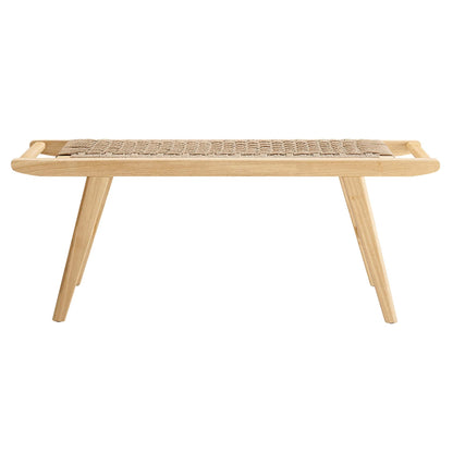 Saoirse 47in Wove Rope Wood Bench with natural wood frame and braided rope seat on Tampa Home & Garden Store