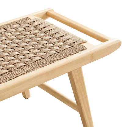 Saoirse 47in Woven Rope Wood Bench by Modway natural wood frame with braided rope seat on Tampa Home & Garden Store