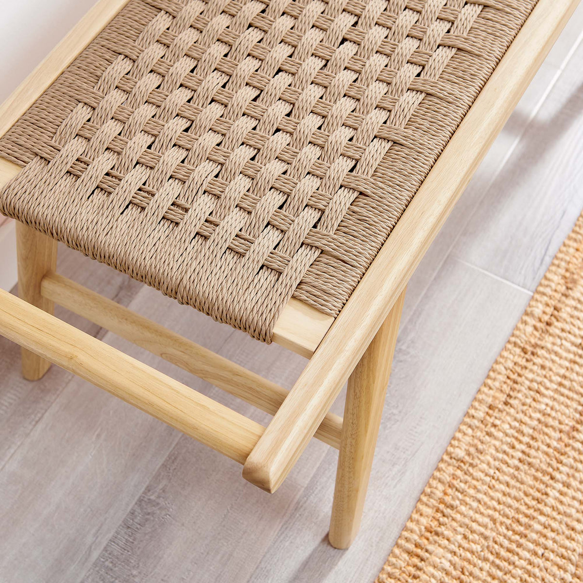 Saoirse 47in Wove Rope Wood Bench by Modway with natural wood frame and woven rope seat on Tampa Home & Garden Store
