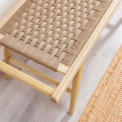 Saoirse 47in Wove Rope Wood Bench by Modway with natural wood frame and woven rope seat on Tampa Home & Garden Store