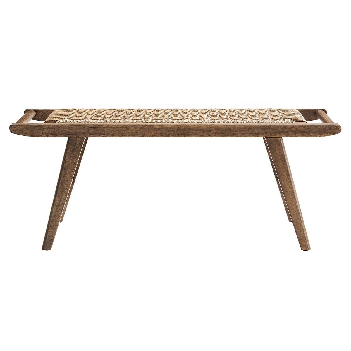 Saoirse 47in Wove Rope Wood Bench with a wooden frame and rope seat on Tampa Home & Garden Store