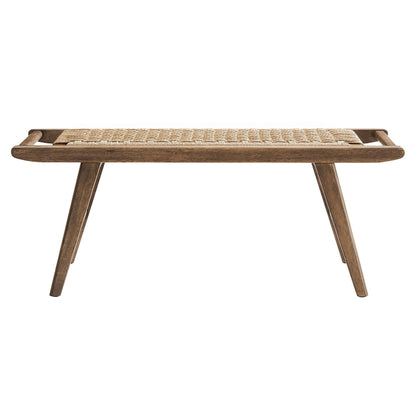 Saoirse 47in Wove Rope Wood Bench with a wooden frame and rope seat on Tampa Home & Garden Store