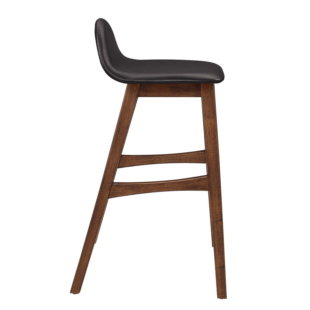 Juno Wood Bar Stool Set of 2 with black upholstered seat and brown wood legs by Modway on Tampa Home & Garden Store