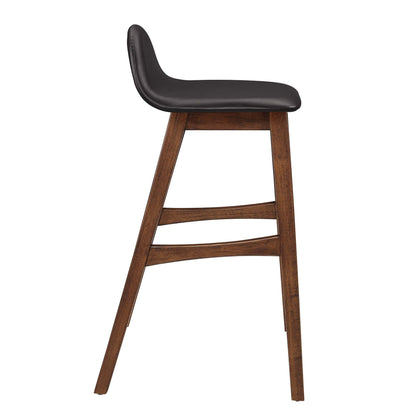 Juno Wood Bar Stool Set of 2 with black upholstered seat and brown wood legs by Modway on Tampa Home & Garden Store