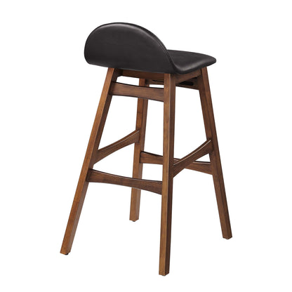Juno Wood Bar Stool Set of 2 by Modway, brown wood frame with black upholstered seat on Tampa Home & Garden Store