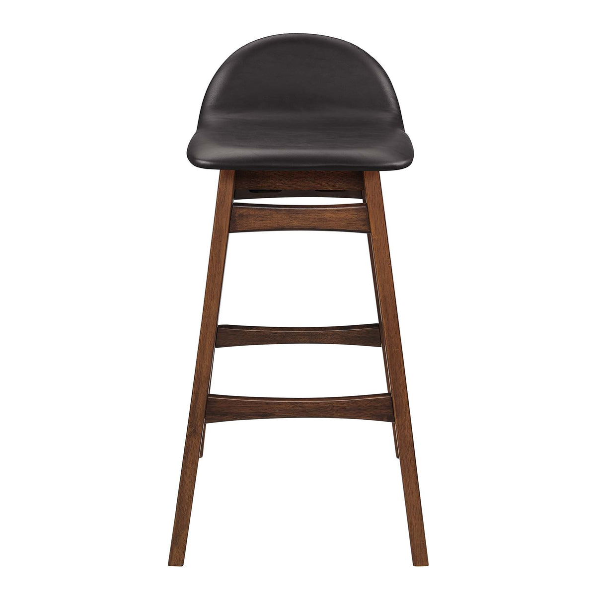 Juno Bar Stool Set of 2 by Modway, black faux leather seat with wood legs on Tampa Home & Garden Store