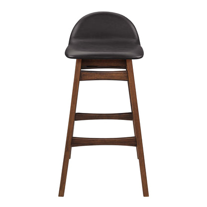 Juno Bar Stool Set of 2 by Modway, black faux leather seat with wood legs on Tampa Home & Garden Store