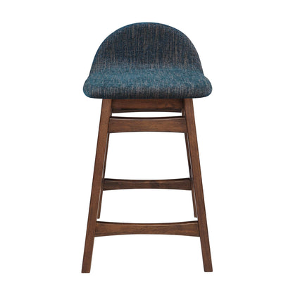 Juno Wood Counter Stool set of 2 with navy fabric upholstery on wood frame on Tampa Home & Garden Store
