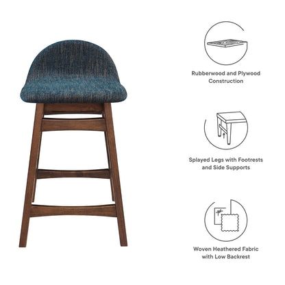 Juno Wood Counter Stool Set of 2 navy fabric with ivory upholstery by Modway on Tampa Home & Garden Store
