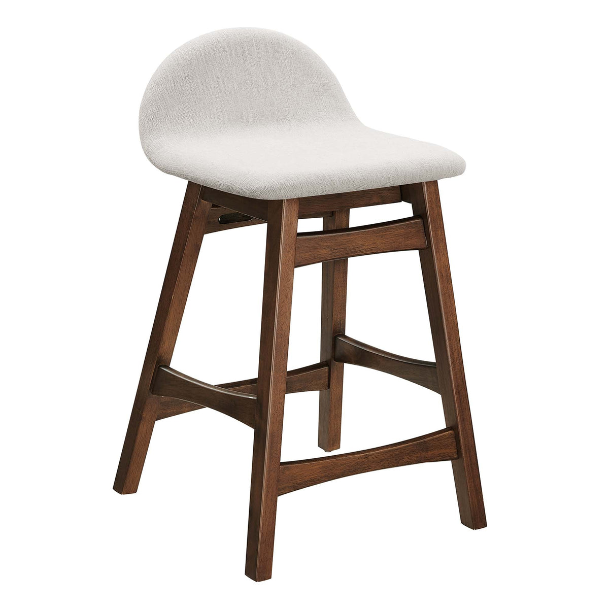 Juno Wood Counter Stool Set of 2 ivory fabric seat with walnut legs on Tampa Home & Garden Store