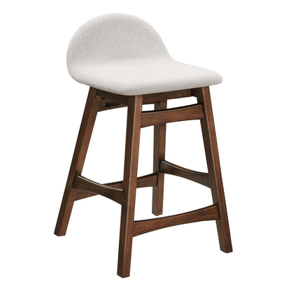 Juno Wood Counter Stool Set of 2 ivory fabric seat with walnut legs on Tampa Home & Garden Store