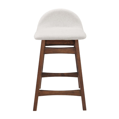 Juno wood counter stool ivory fabric seat with dark legs on Tampa Home & Garden Store