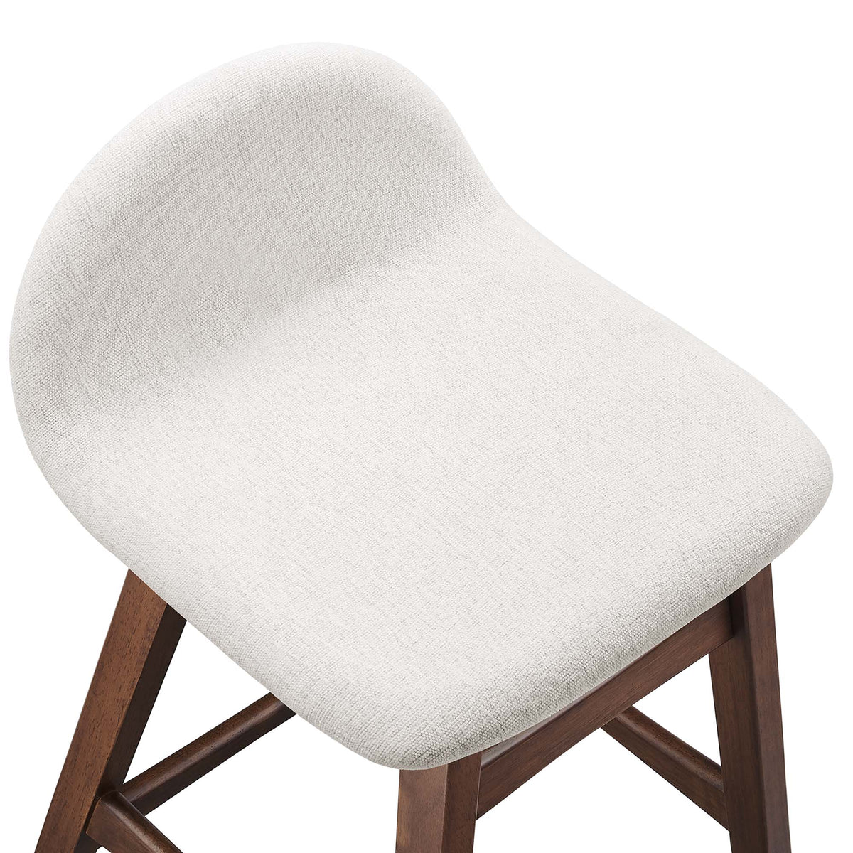 Juno Wood counter stool with ivory fabric seat and dark wood legs on Tampa Home & Garden Store
