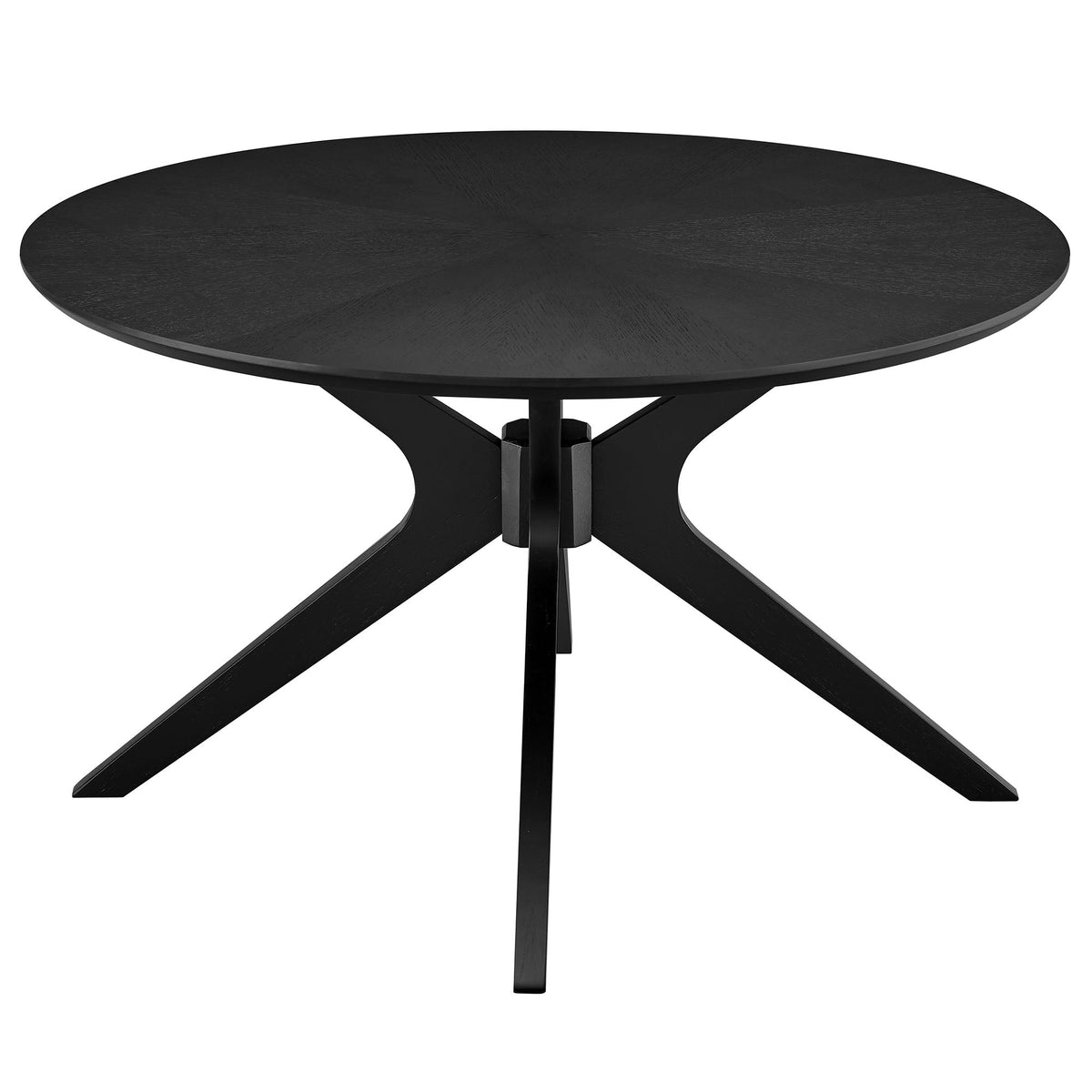 Crossroads Round Wood Coffee Table by Modway, black wood top with grain and X-base on Tampa Home & Garden Store