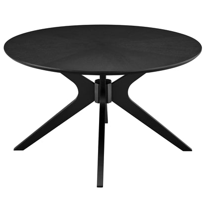 Crossroads Round Wood Coffee Table by Modway, black wood top with grain and X-base on Tampa Home & Garden Store