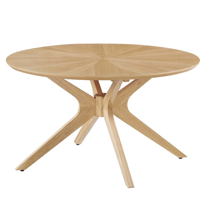 Crossroads Round Wood Coffee Table by Modway with natural wood finish and intersecting legs on Tampa Home & Garden Store