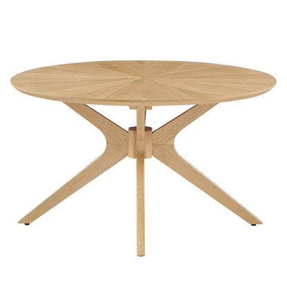 Crossroads Round Wood Coffee Table by Modway, natural wood top with grain, crisscross base on Tampa Home & Garden Store