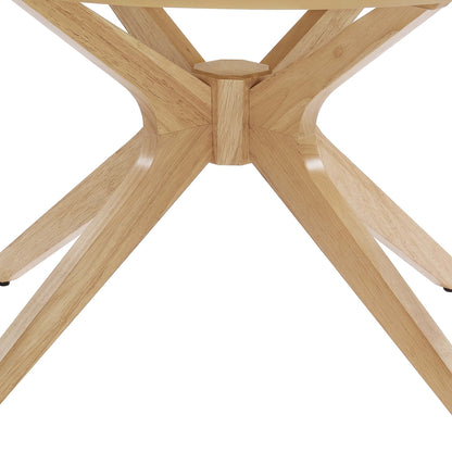 Crossroads Round Wood Coffee Table by HouseOfZazla with natural oak finish and crisscross X-legs on Tampa Home & Garden Store