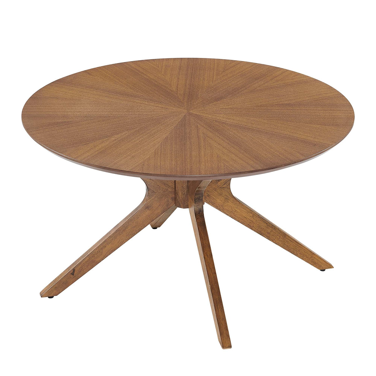 Crossroads round wood coffee table by Modway, brown wood grain, pedestal base on Tampa Home & Garden Store
