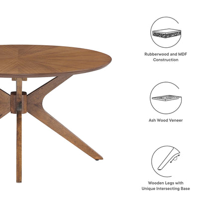 Crossroads Round Wood Coffee Table by Modway in ash veneer with rubberwood-MDF construction on Tampa Home & Garden Store
