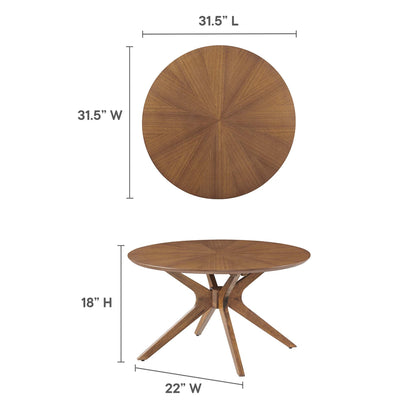 Crossroads Round Wood Coffee Table by Modway, natural finish with crisscross wooden base on Tampa Home & Garden Store