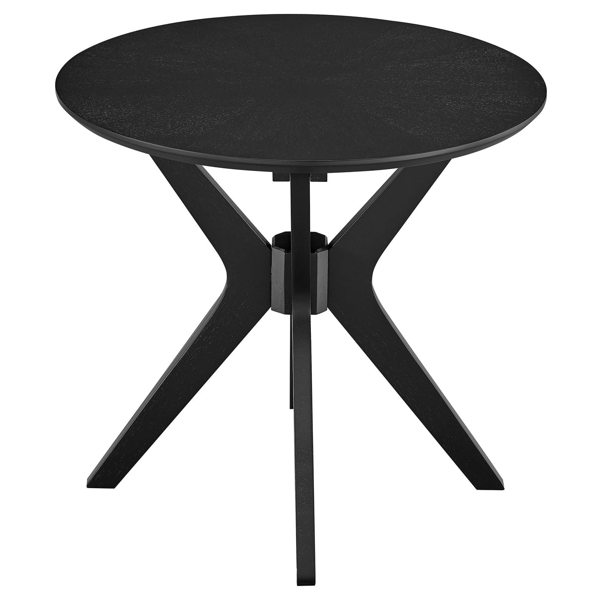 Crossroads 24in Round Wood Side Table by Modway, black finish with X-frame metal base on Tampa Home & Garden Store