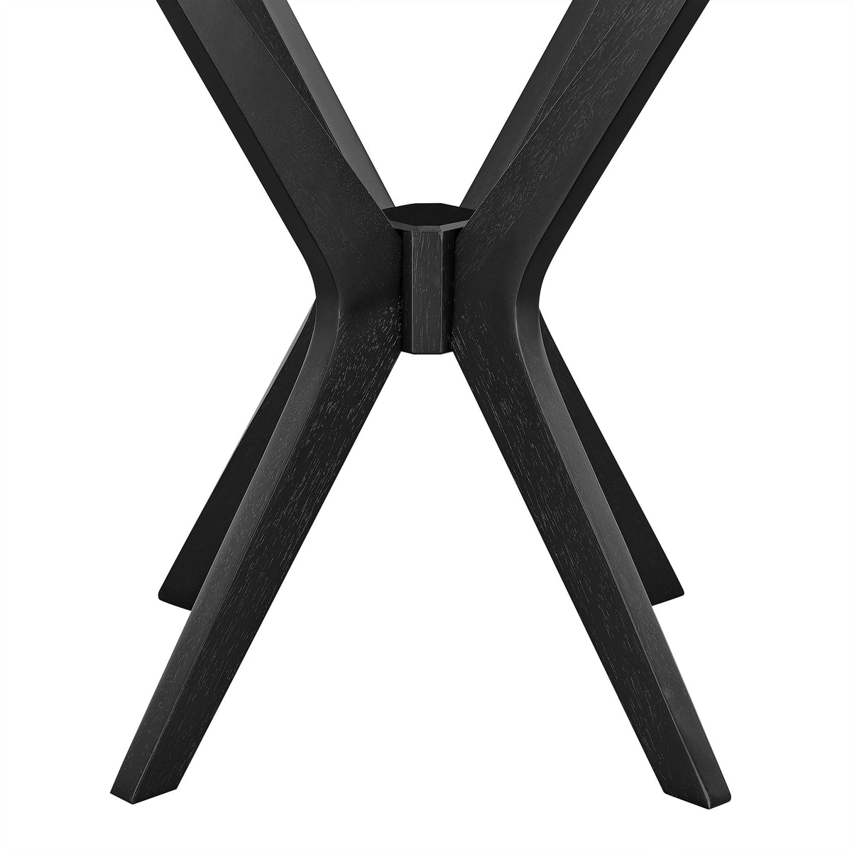 Crossroads 24in Round Wood Side Table with black distressed finish and crisscross legs on Tampa Home & Garden Store