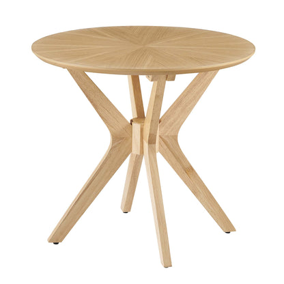 Crossroads 24in round wood side table by Modway with radial oak grain top and branched legs on Tampa Home & Garden Store