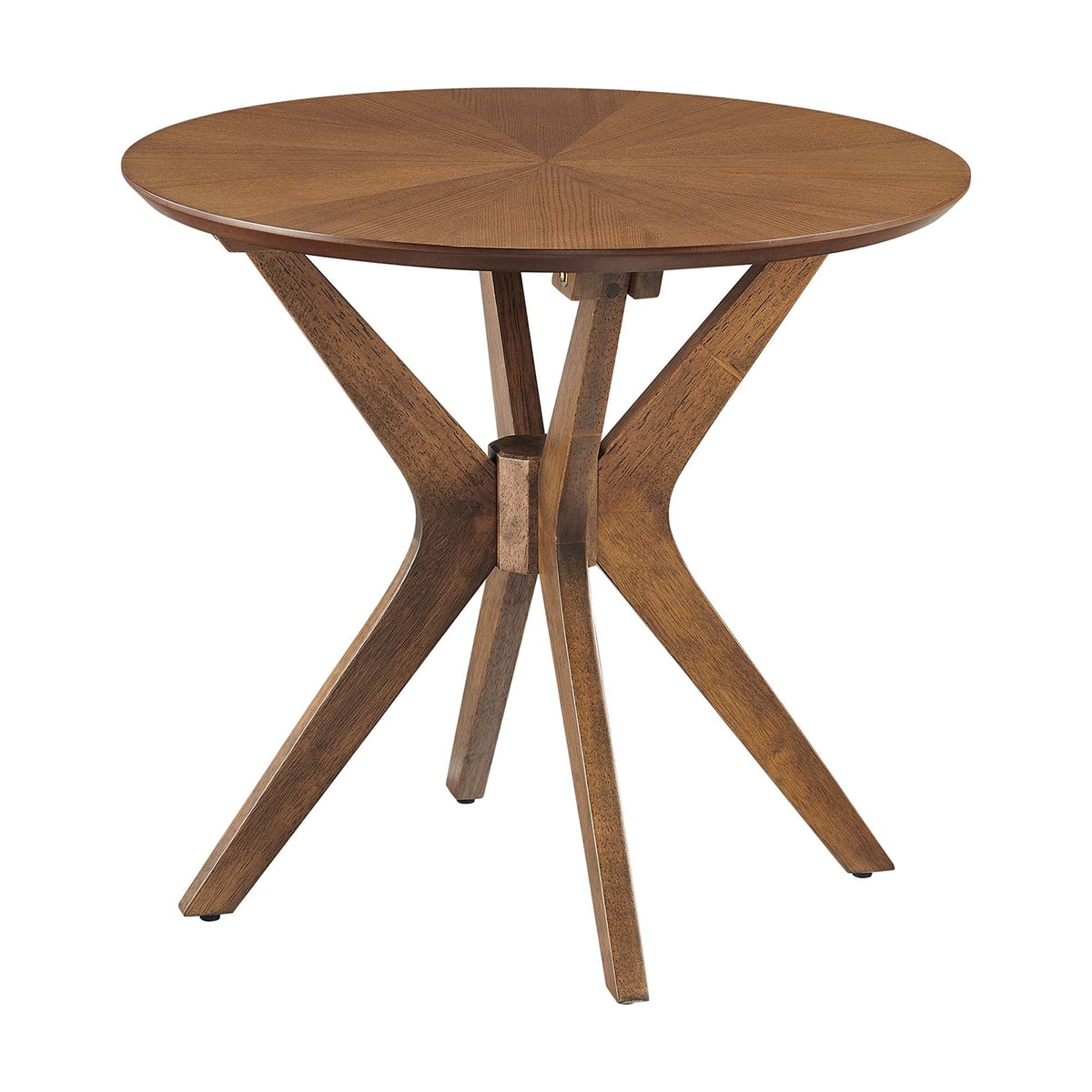Crossroads 24in Round Wood Side Table with warm brown finish and cross-legged X-base on Tampa Home & Garden Store