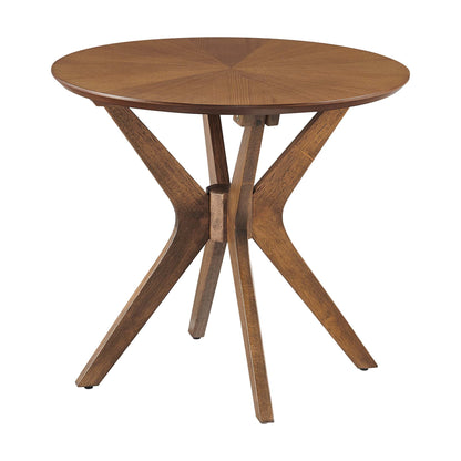 Crossroads 24in Round Wood Side Table with warm brown finish and cross-legged X-base on Tampa Home & Garden Store