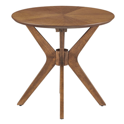 Crossroads 24in Round Wood Side Table brown finish with radial grain top and X-frame legs on Tampa Home & Garden Store