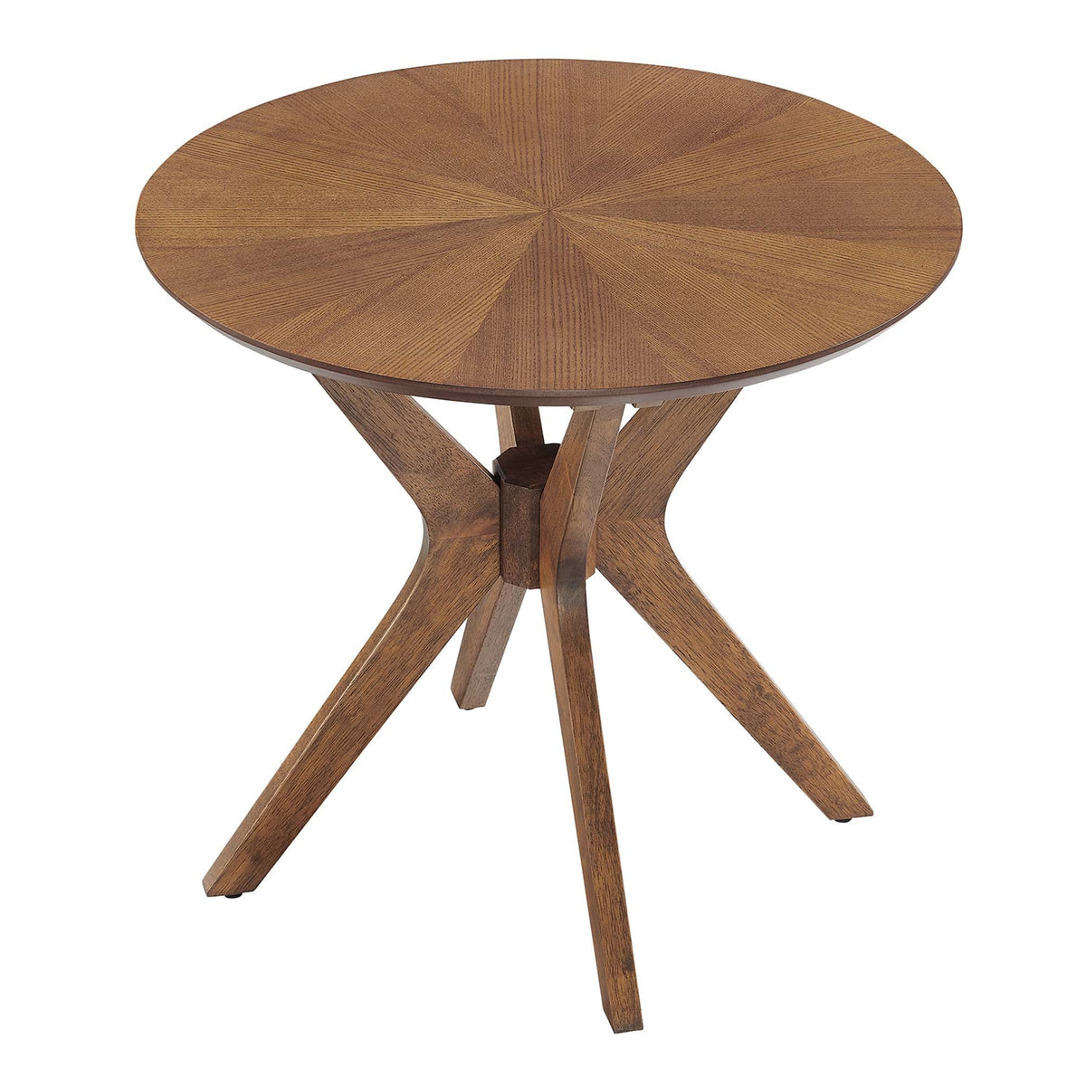 Crossroads 24in round wood side table by Modway, radial starburst top, warm oak finish on Tampa Home & Garden Store