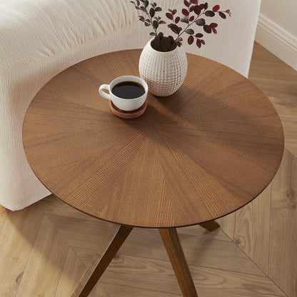 Crossroads 24in Round Wood Side Table Modway with white coffee cup and textured white vase on Tampa Home & Garden Store