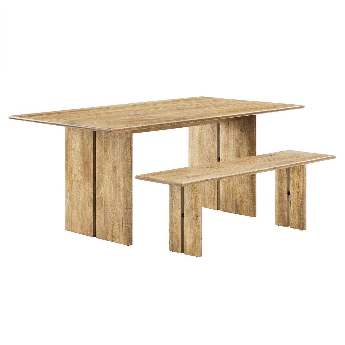 Amistad wood dining table and bench set by Modway natural oak finish on Tampa Home & Garden Store