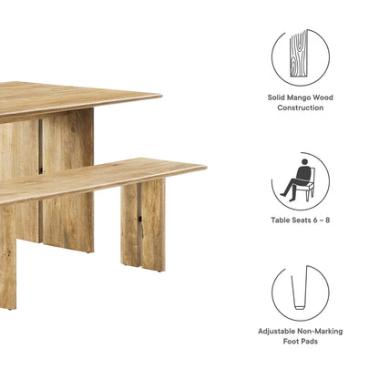 Amistad Wood Dining Table and Bench Set natural oak by HouseOfZazla on Tampa Home & Garden Store